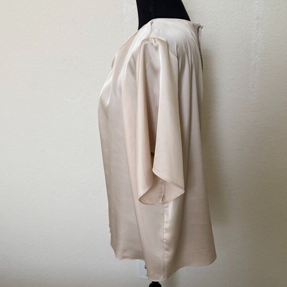 BANANA REPUBLIC SATIN TOP WITH SHORT SLEEVES BEIGE COLOR. SIZE L - Picture 2 of 9